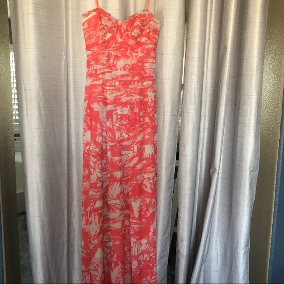 BCBG MAXAZARIA FITTED CORAL GOWN - Picture 2 of 7